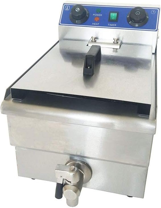 PreAsion 110v 10L Electric Commercial Deep Fryer with Oil Nozzle and Countertop Tank Basket for Restaurant Kitchen