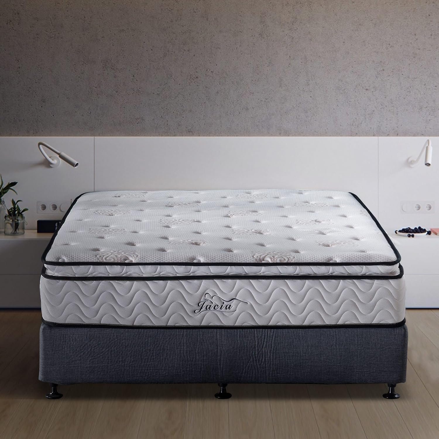 Queen Mattress 11.4 Inch Pillow Top Pocket Spring Hybrid Mattress, Memory Foam Innerspring Firm Mattress -Bed in a Bag, Queen