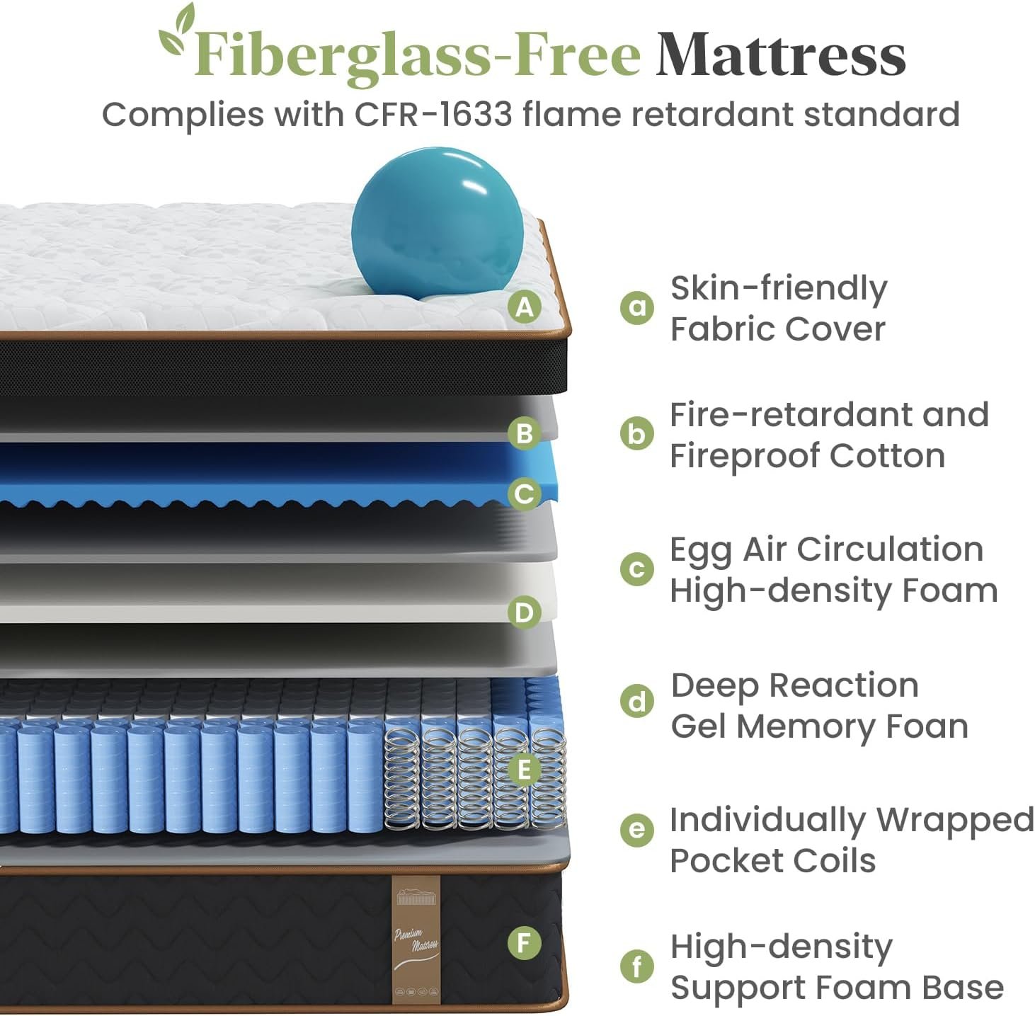 Queen Mattress, 14 Inch Plush Hybrid Mattresses with Gel Memory Foam, Fiberglass-Free Mattress in a Box, Individual Pocket Spring-Motion Isolation-Extra Edge Support, 365 Nights Trial,CertiPUR-US