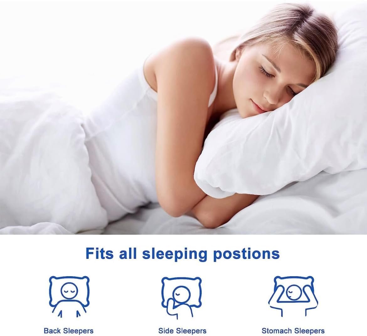 Queen Size Bed Pillows - Set of 2, Medium Density, Soft and Supportive for Back, Side, and Stomach Sleepers (Queen (Pack of 2)) (White, Pack of 2)