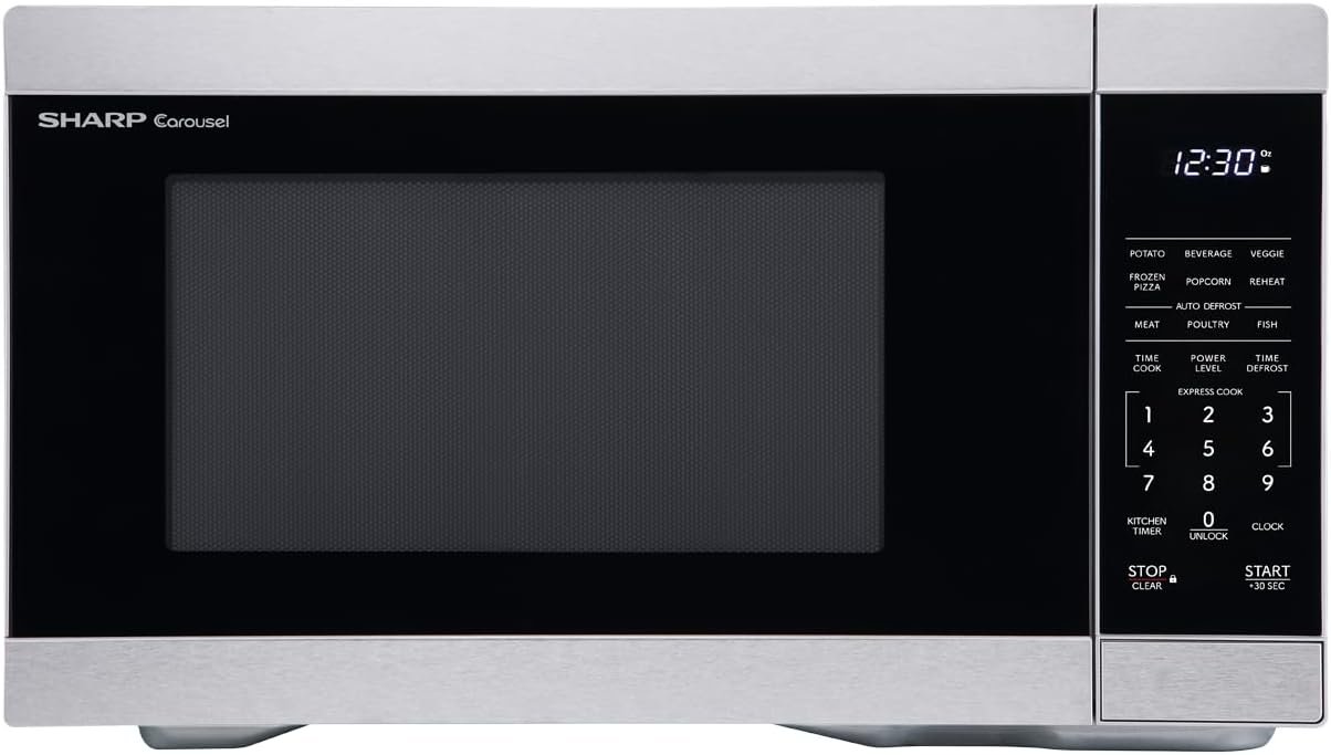 SHARP SMC1161KB Countertop Microwave Oven with Removable 12.4 Carousel Turntable, 1.1 Cubic Feet, 1000 Watt CuFt, Black