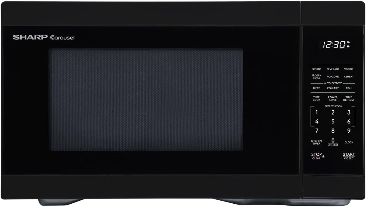 SHARP SMC1161KB Countertop Microwave Oven with Removable 12.4 Carousel Turntable, 1.1 Cubic Feet, 1000 Watt CuFt, Black
