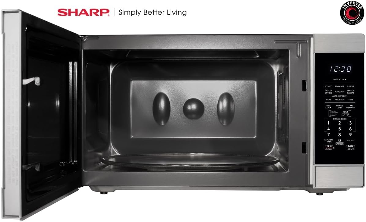 SHARP SMC2266KS Oven with Removable 16.5 Carousel Turntable, Cubic Feet, 1200 Watt Countertop Microwave, 2.2 CuFt, Stainless Steel