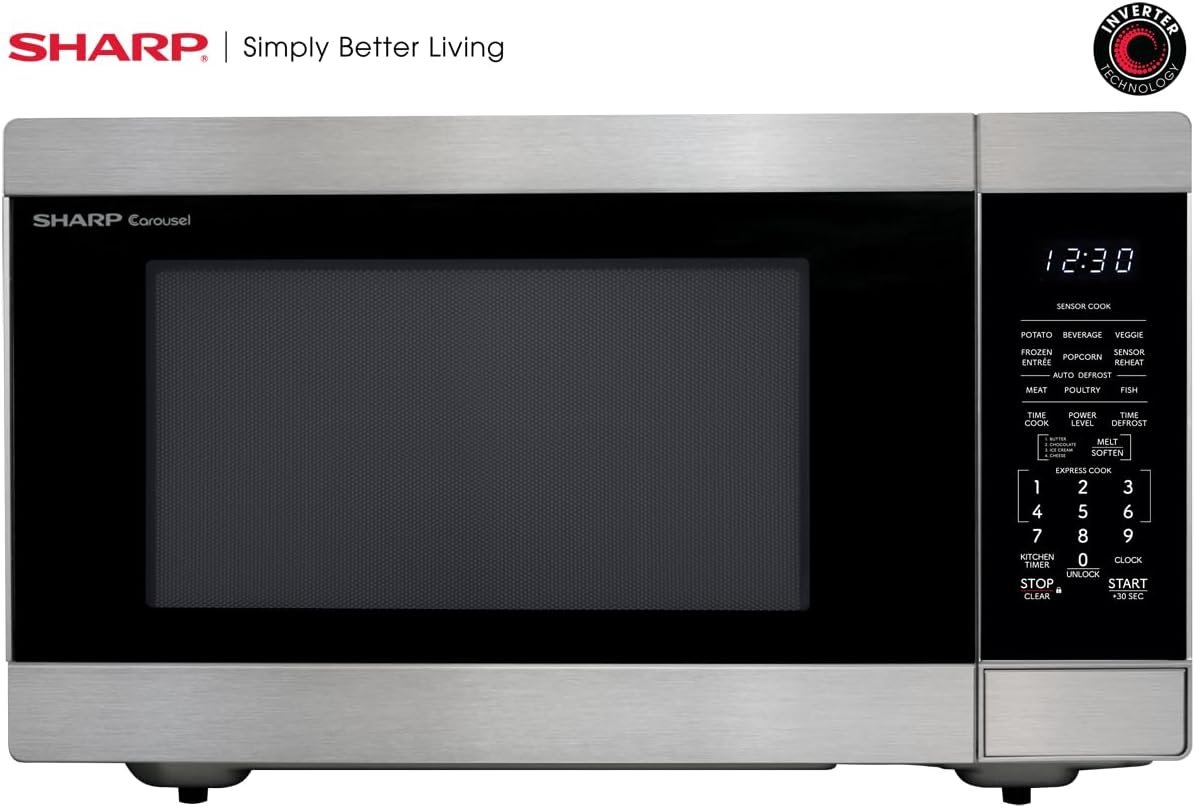 SHARP SMC2266KS Oven with Removable 16.5 Carousel Turntable, Cubic Feet, 1200 Watt Countertop Microwave, 2.2 CuFt, Stainless Steel