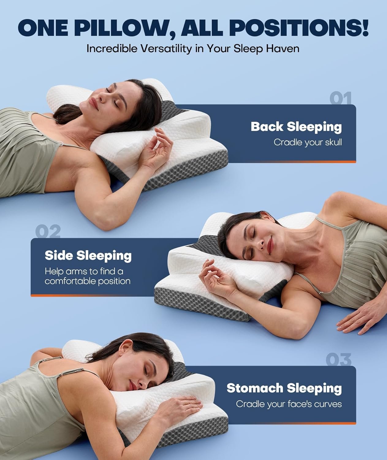 Sleep Doctor Approved Cervical Neck Pillow for Sleeping, Ergonomic Contour Side Sleeper Pillows for Adults, Cooling Orthopedic Pillow for Pain Relief Support, Memory Foam Pillows Back Stomach Sleepers