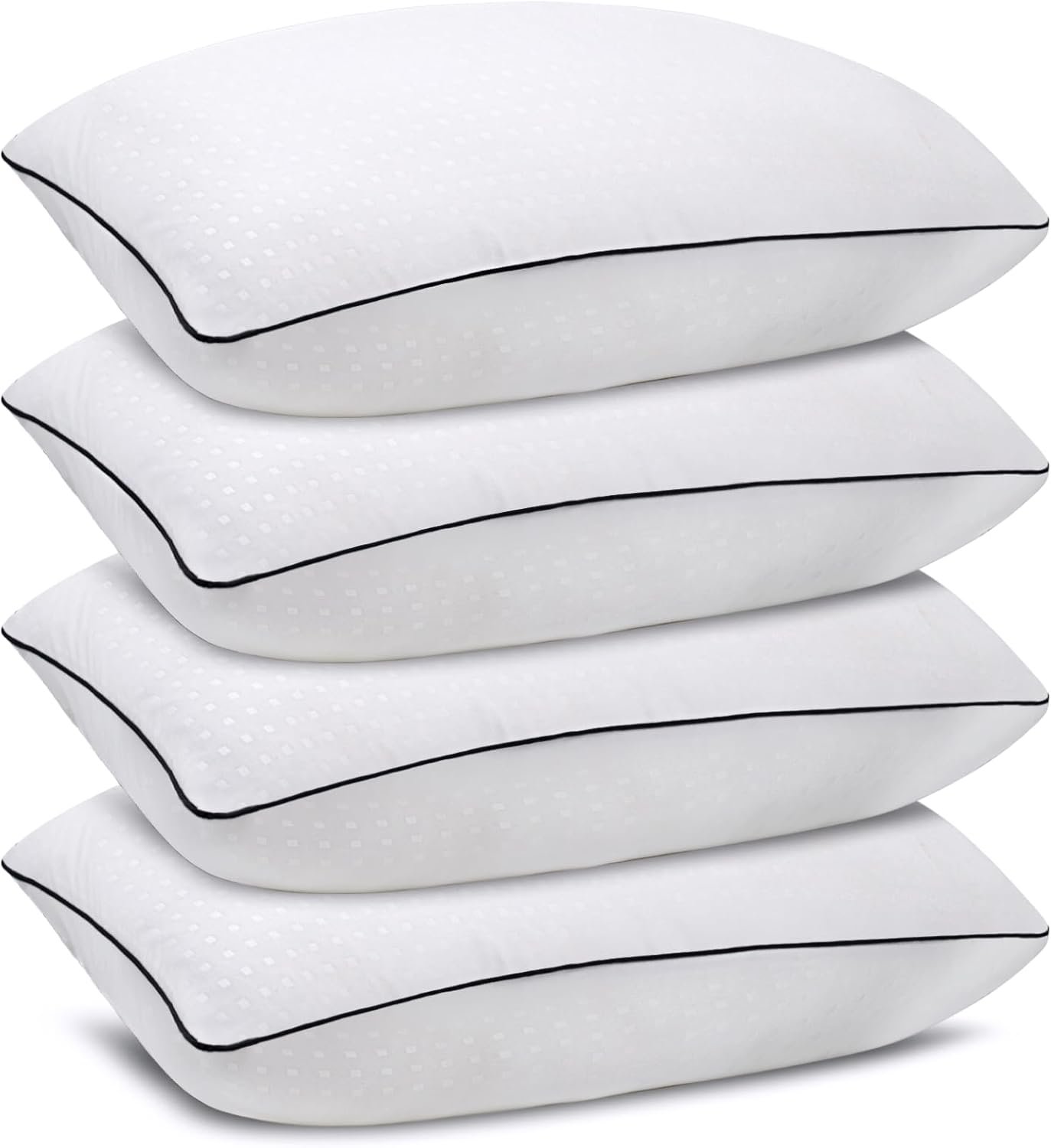 Standard Size Bed Pillows for Sleeping 4 Pack,Luxury Hotel Pillows,Comfortable and Supportive,Machine Washable,Suitable for Stomach,Back and Side Sleepers.