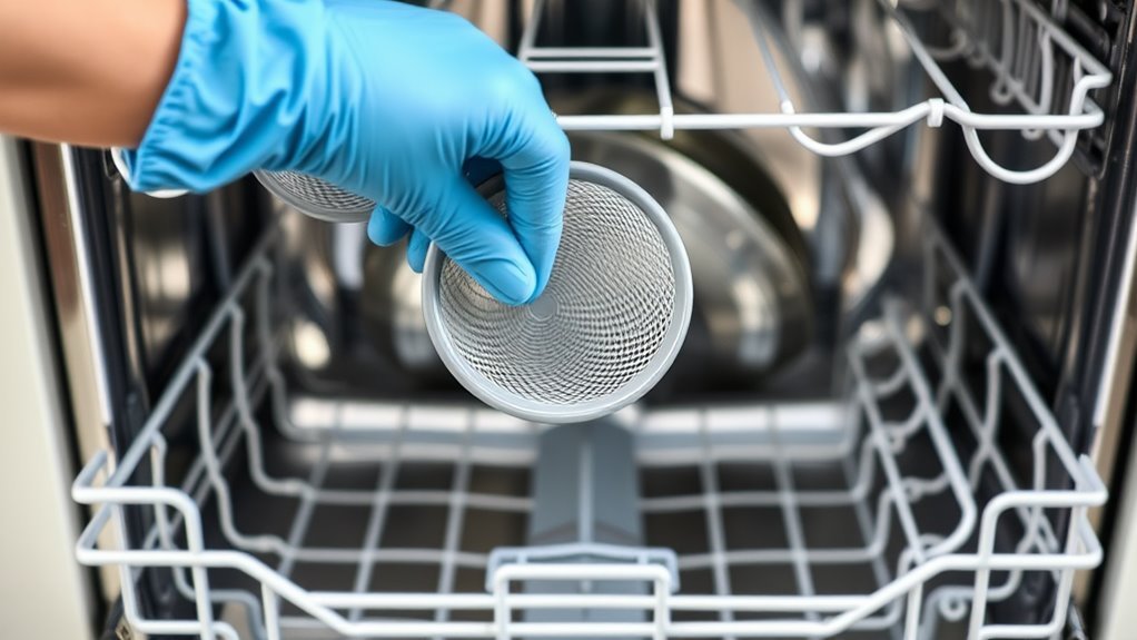 take out dishwasher filter