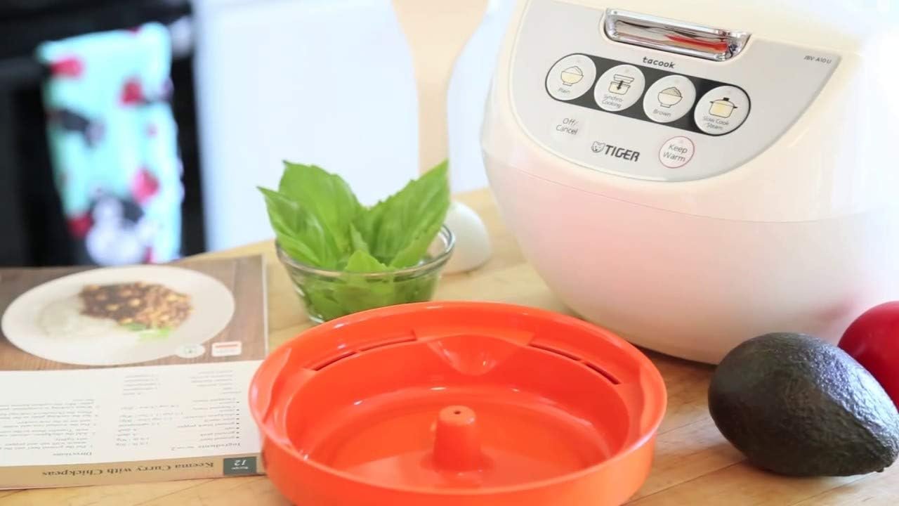 TIGER JBV-A18U 10-Cup (Uncooked) Micom Rice Cooker and Warmer with Tacook Food Steamer Cooking Tray Technology, White TIGER JBV-A18U 10-Cup (Uncooked) Micom Rice Cooker and Warmer with Tacook Food Steamer Cooking Tray Technology, White
