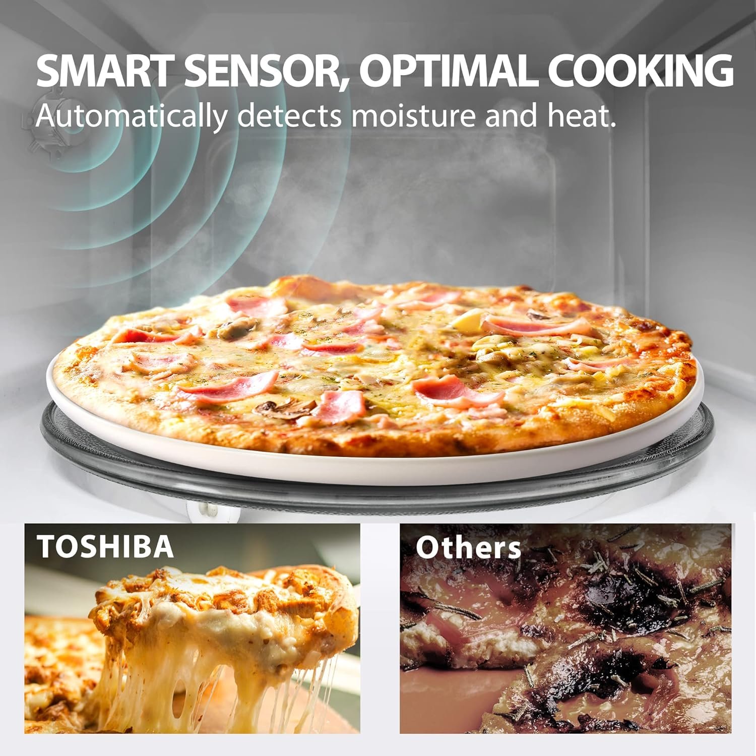 TOSHIBA ML-EM34P(SS) Smart Countertop Microwave, Sensor Reheat, Works With Alexa  Remote Control, Kitchen Essentials, Mute FunctionECO Mode, 1100W, 1.3 Cu Ft, With 12.4 Turntable, Stainless Steel