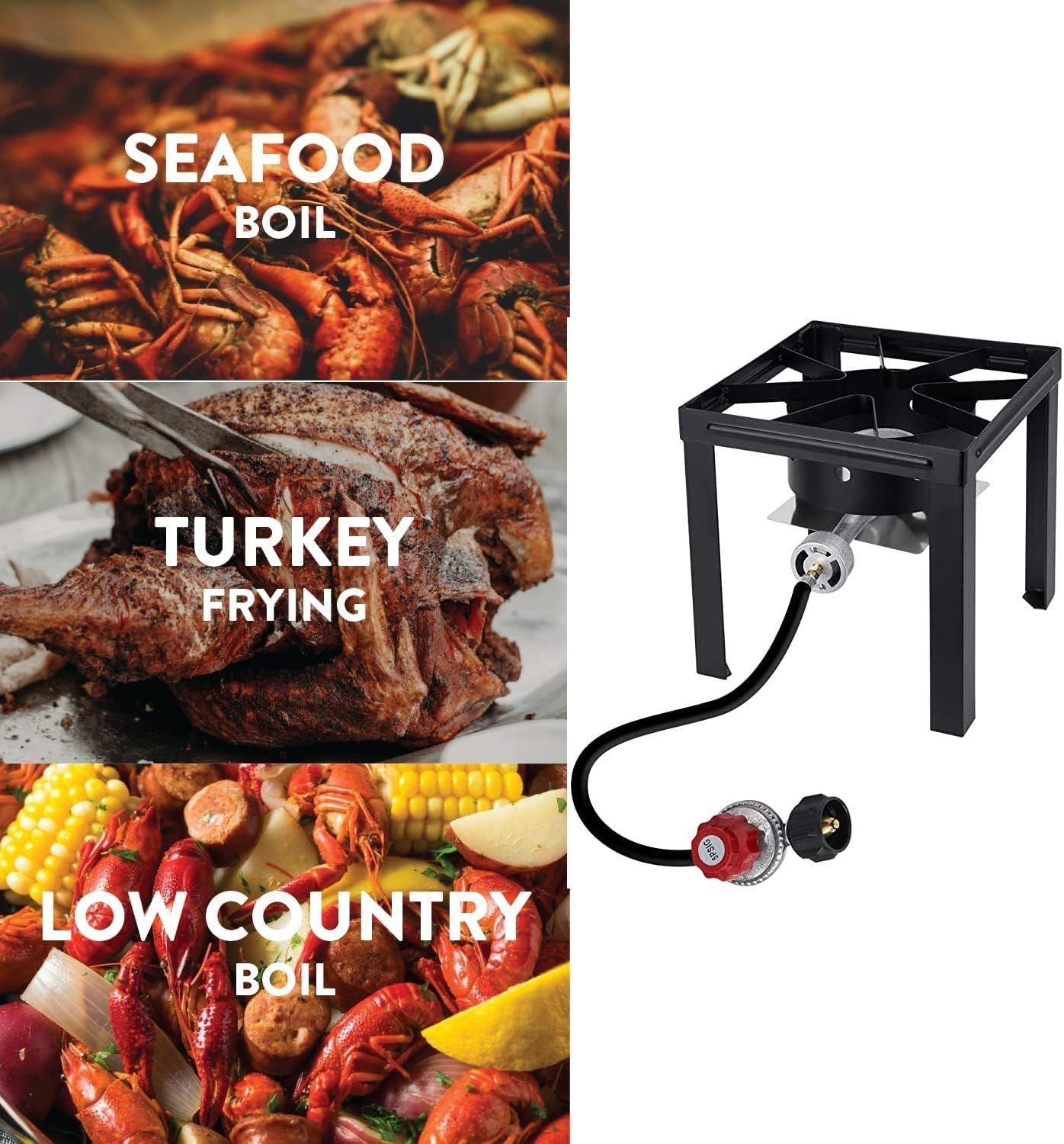 Turkey and Fish Fryer Set-with Propane Burner Stove-30 QT.  10 QT. Aluminum Pots-Fryer, Seafood Boiler, and Steamer-Ideal for Outdoor Cooking