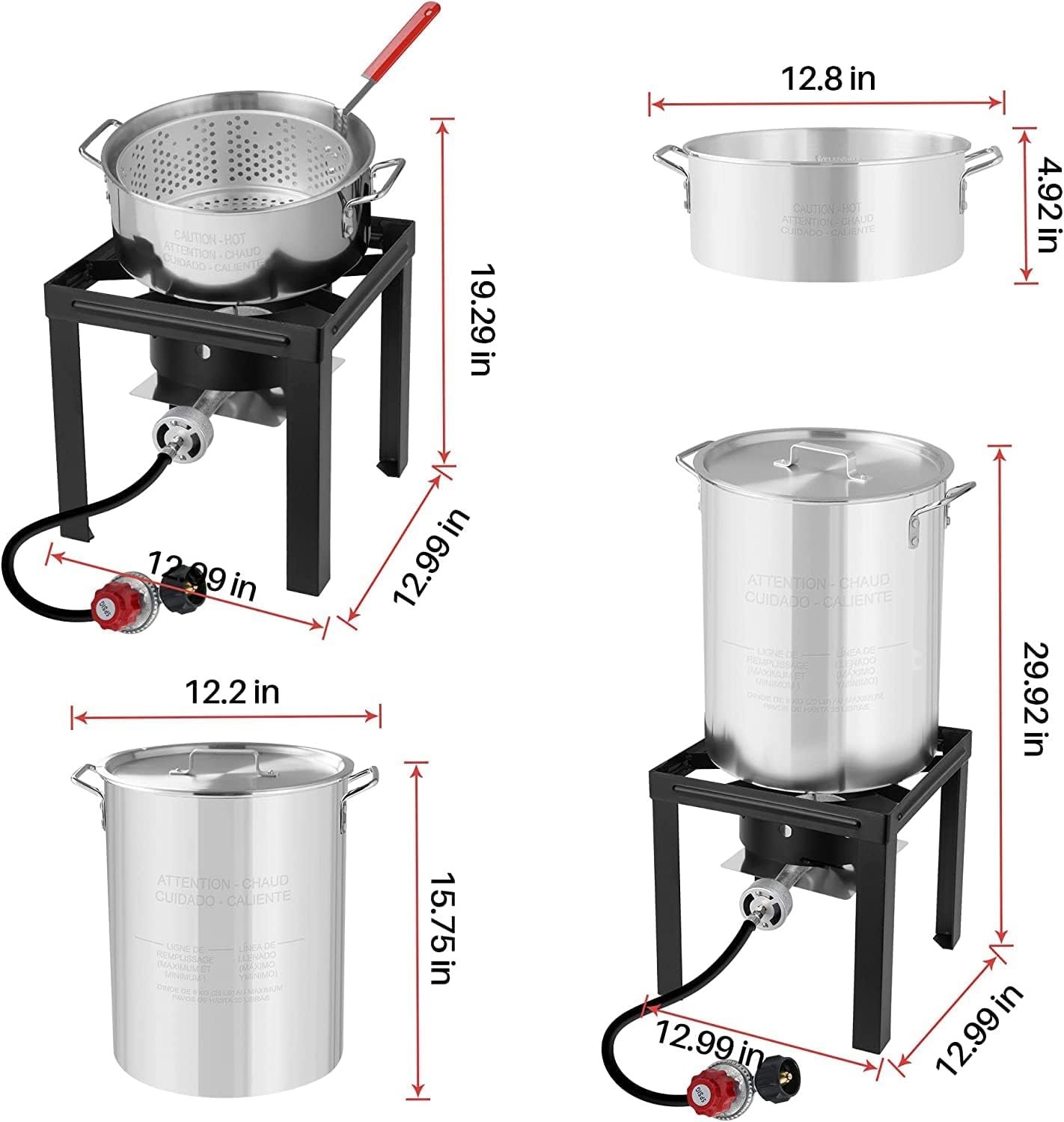 Turkey and Fish Fryer Set-with Propane Burner Stove-30 QT.  10 QT. Aluminum Pots-Fryer, Seafood Boiler, and Steamer-Ideal for Outdoor Cooking