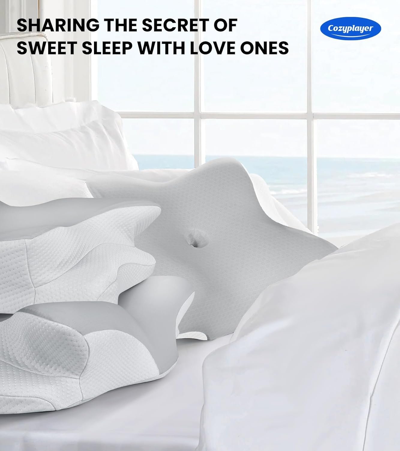 Ultra Pain Relief Cooling Pillow for Neck Support, Adjustable Cervical Pillow Cozy Sleeping, Odorless Ergonomic Contour Memory Foam Pillows, Orthopedic Bed Pillow for Side Back Stomach Sleeper