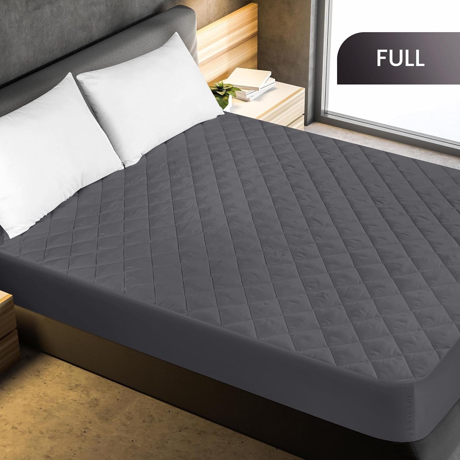 Utopia Bedding Quilted Fitted Mattress Pad, Queen Size, Elastic Fitted Mattress Topper Protector and Cover Stretches up to 16 Inches Deep, Machine Washable (White)