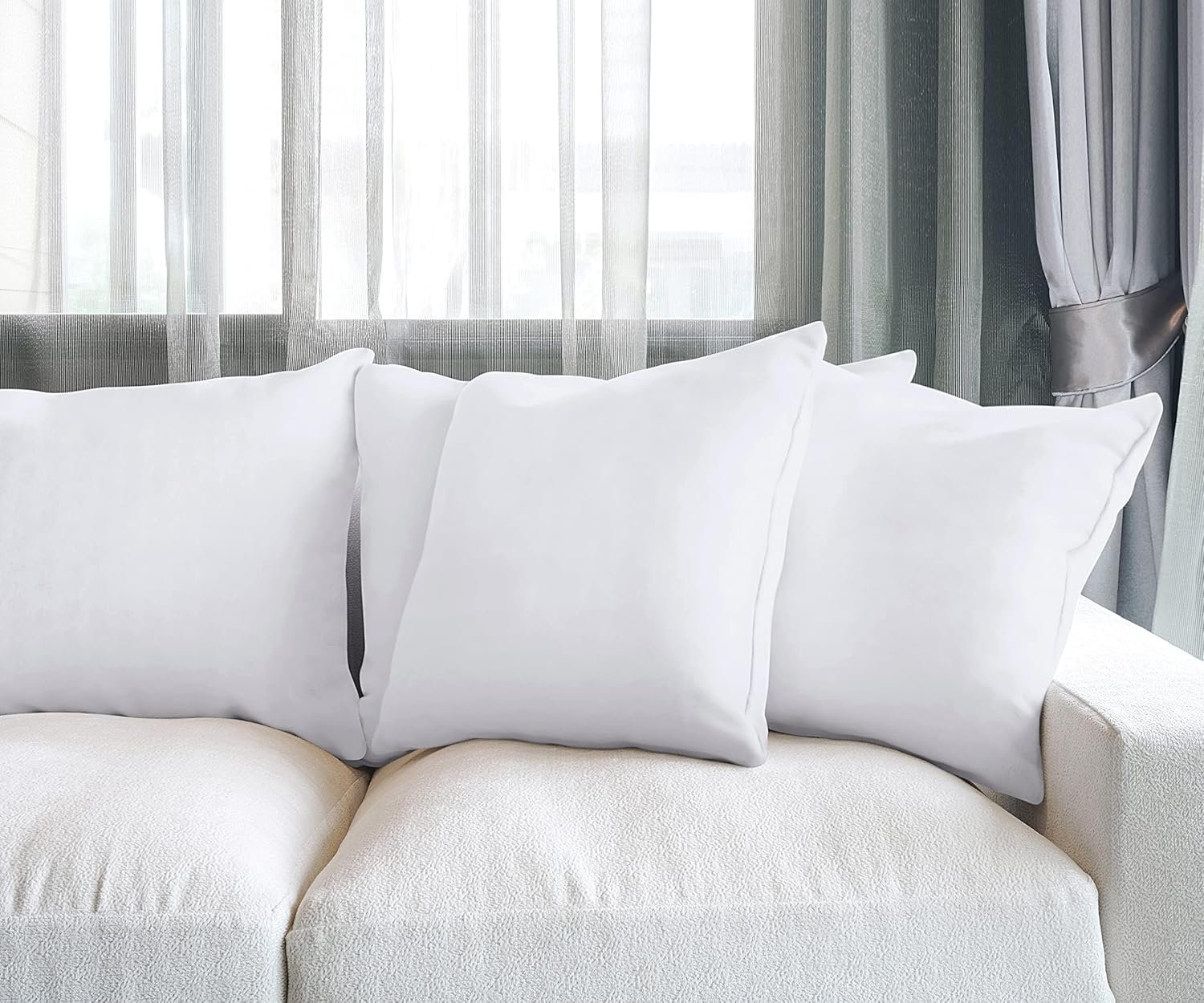 Utopia Bedding Throw Pillows (Set of 4, White), 18 x 18 Inches Pillows for Sofa, Bed and Couch Decorative Stuffer Pillow