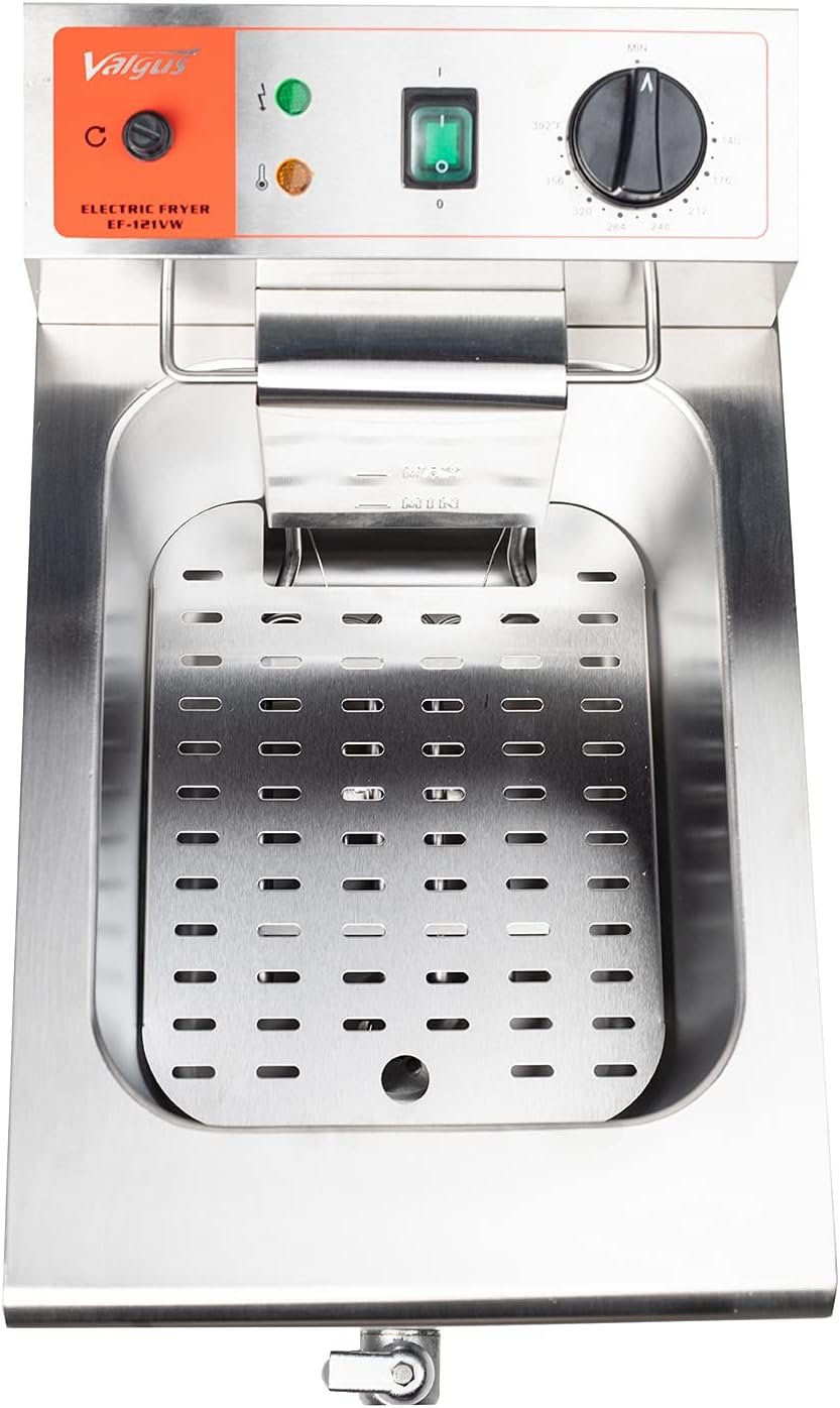 Valgus 1750W Stainless Steel Electric Deep Fryer 12L Large Capacity Countertop Kitchen Frying Machine with Basket  Lid, Drain System: Home  Kitchen