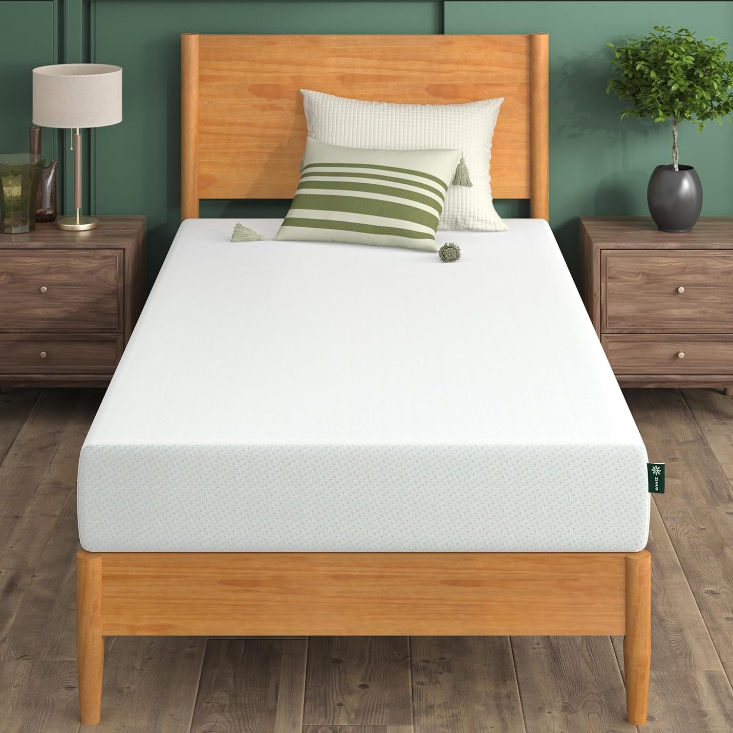 ZINUS 10 Inch Green Tea Memory Foam Mattress [New Version], Queen, Fiberglass free, Medium Firm Feel, Zoned Pressure Relief, Certified Safe Foams  Fabric, Mattress in A Box
